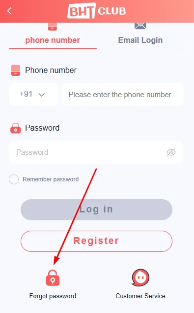 Click on forgot password option